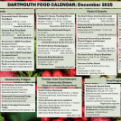 A table of community food sources on a holiday background with various fruits and vegetables